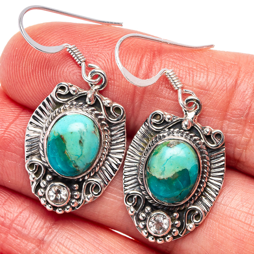 Premium Turquoise Earrings 1 1/2" (.925 Sterling Silver)