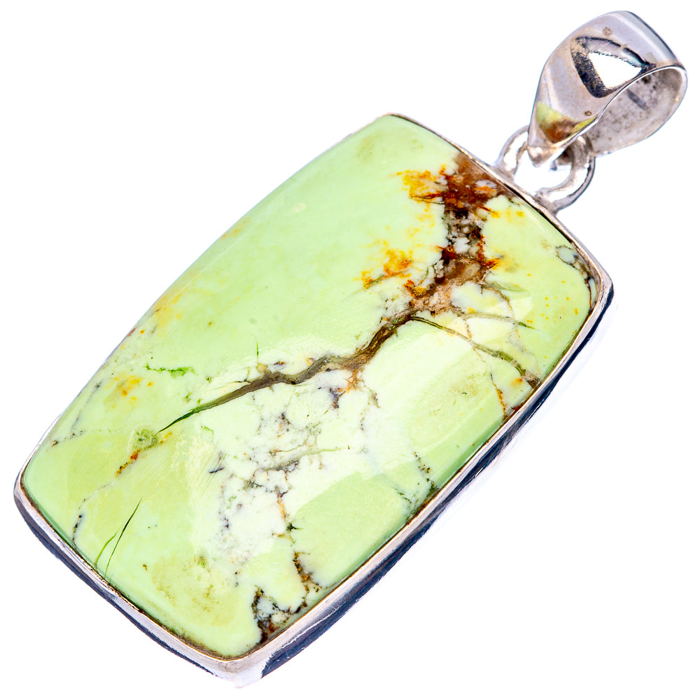 Lemon Chrysoprase Pendant 1 1/2" (925 Sterling Silver) P42843