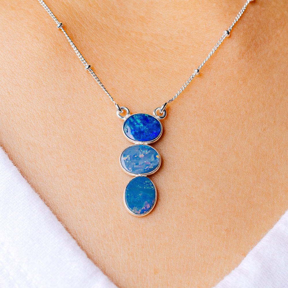Doublet Opal Necklace 16.25 (925 Sterling Silver) N90199