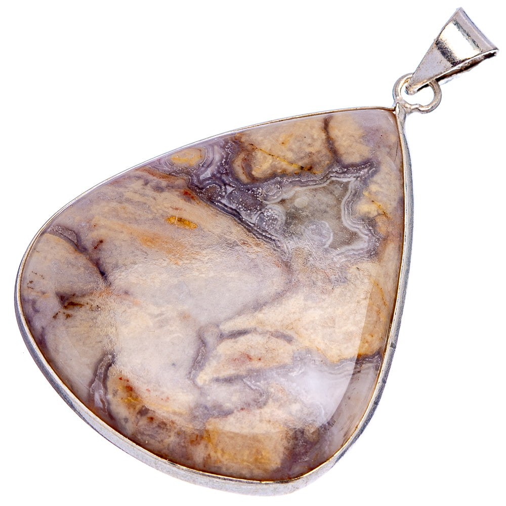 Mushroom Rhyolite Pendant 2 1/4" (Silver Plated)