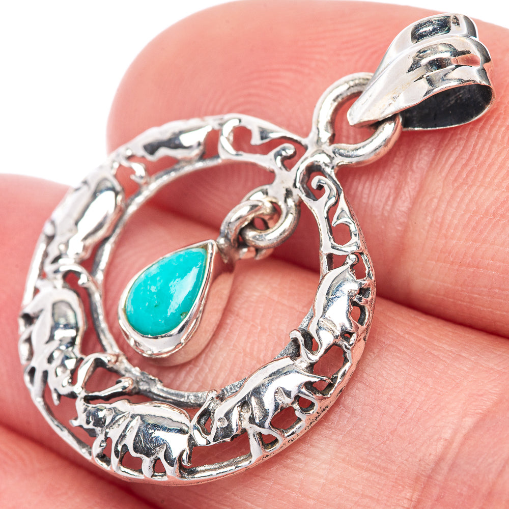 Sleeping Beauty Turquoise Dainty Pendant 1 1/4" (925 Sterling Silver) P39905