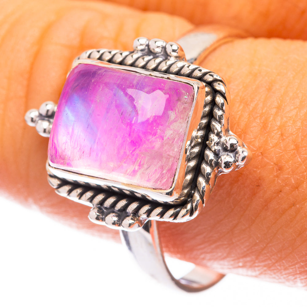 Pink Moonstone Ring Size 10.5 (925 Sterling Silver) R141574
