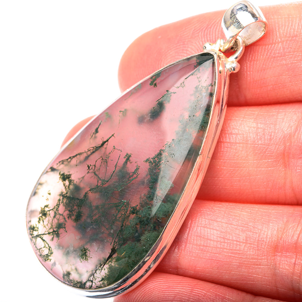 Green Moss Agate Pendant 2 1/8" (925 Sterling Silver) PD38559