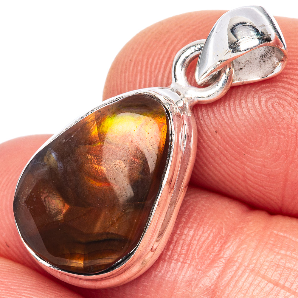Rare Mexican Fire Agate Pendant 1 1/8" (925 Sterling Silver) P41699