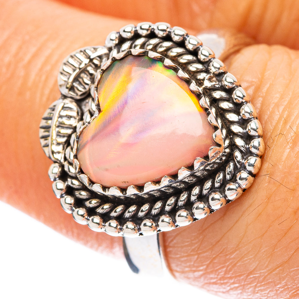 Aura Opal Heart Ring Size 7.5 (925 Sterling Silver) R4089