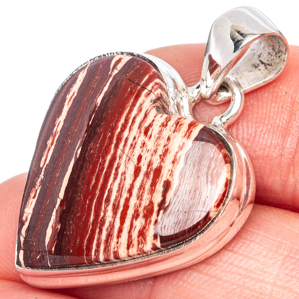 Snake Skin Jasper Heart Pendant 1 3/8" (925 Sterling Silver) P41431