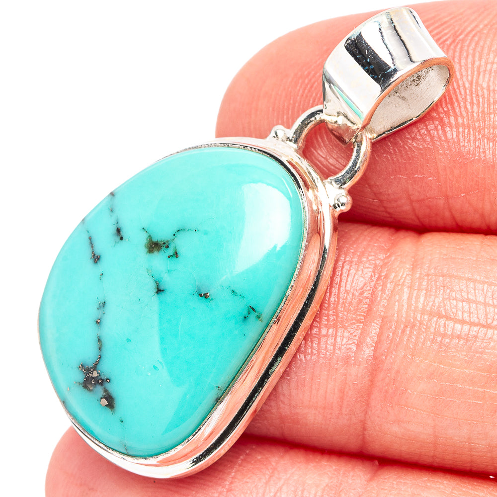 Campitos Turquoise Pendant 1 3/8" (.925 Sterling Silver)