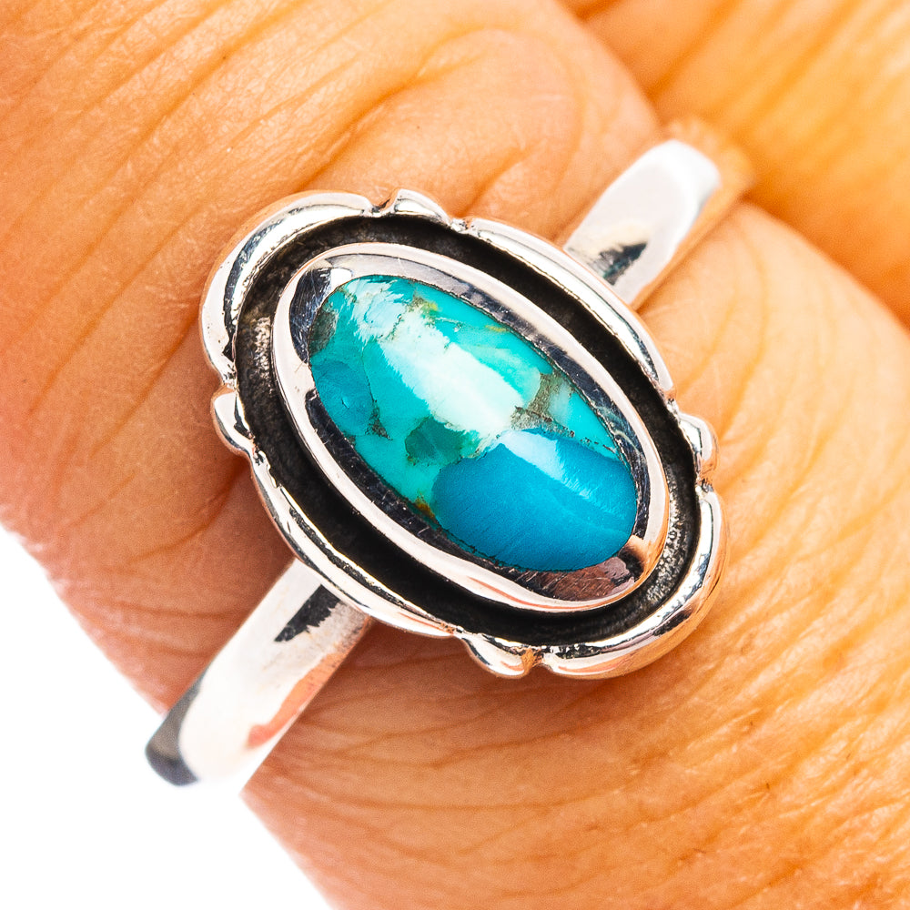 Native Style Mohave Turquoise Ring Size 8.5 (.925 Sterling Silver)