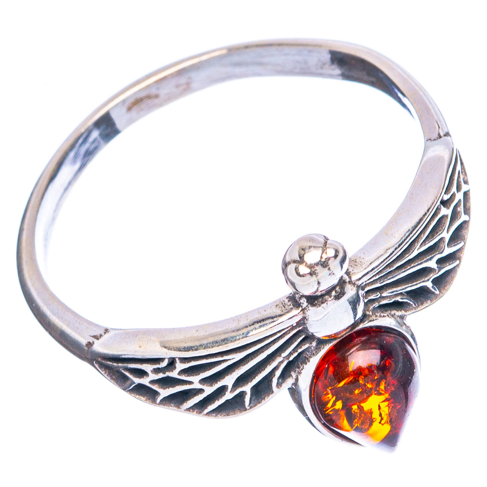 Baltic Amber Honey Bee Ring Size 7 (.925 Sterling Silver)