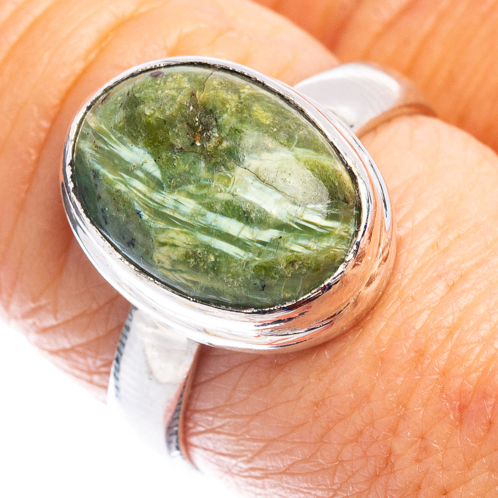Swiss Green Opal Ring Size 8 (.925 Sterling Silver)