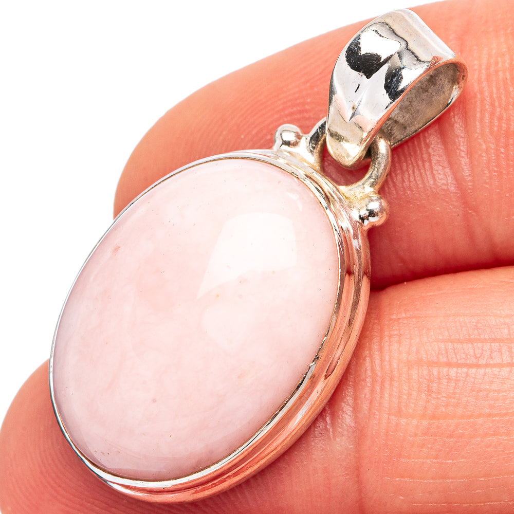 Pink Opal Pendant 1 1/4" (.925 Sterling Silver)