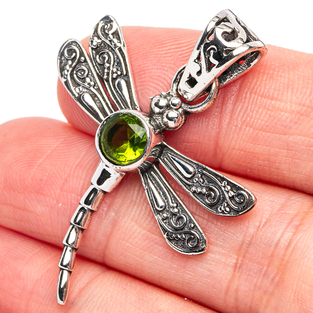 Peridot Dragonfly Pendant 1 5/8" (925 Sterling Silver) P45384