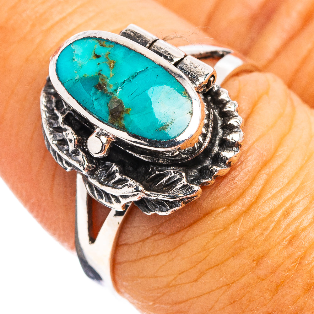 Native Style Mohave Turquoise Poison Ring Ring Size 7.75 (.925 Sterling Silver)