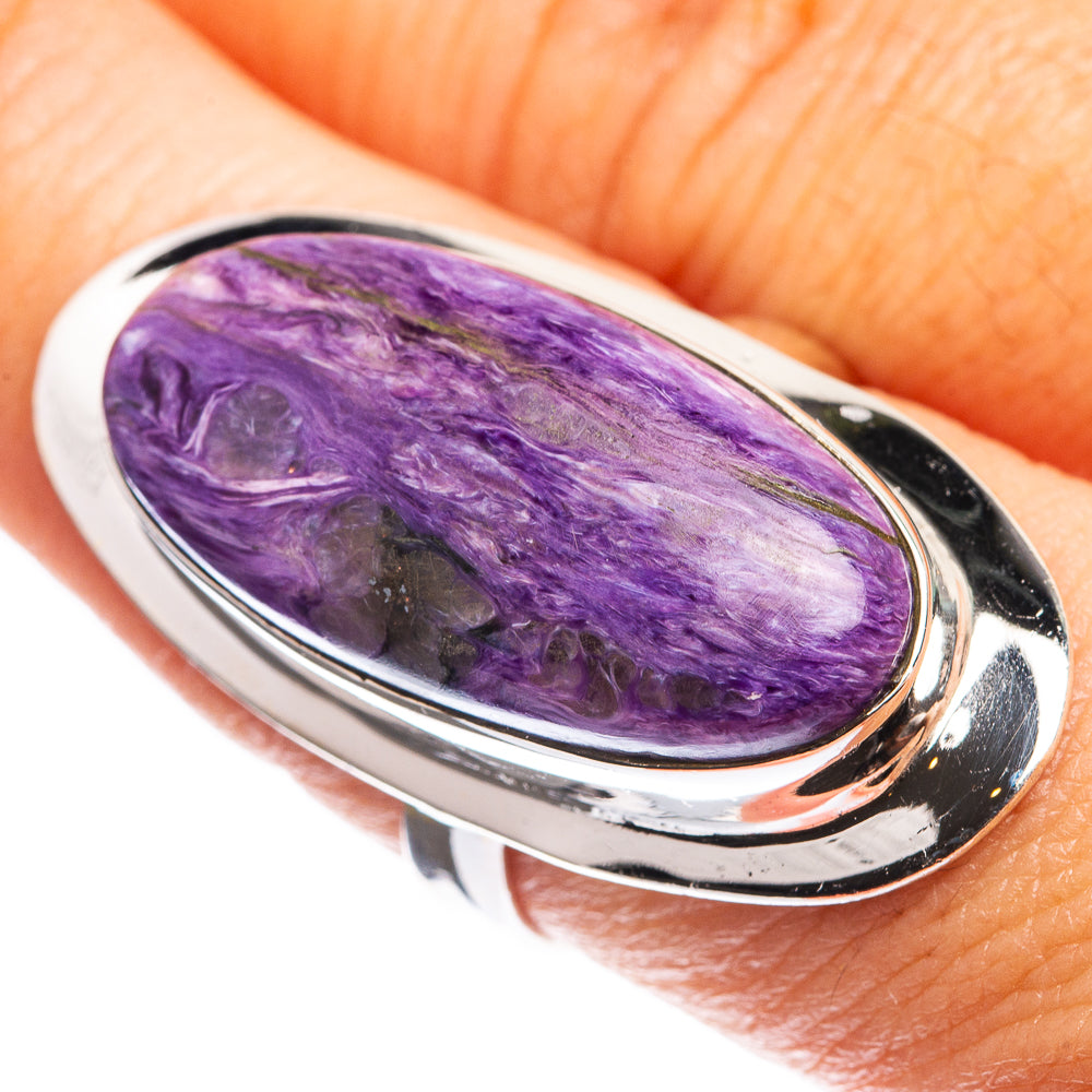 Large Charoite Ring Size 8 (925 Sterling Silver) R143183