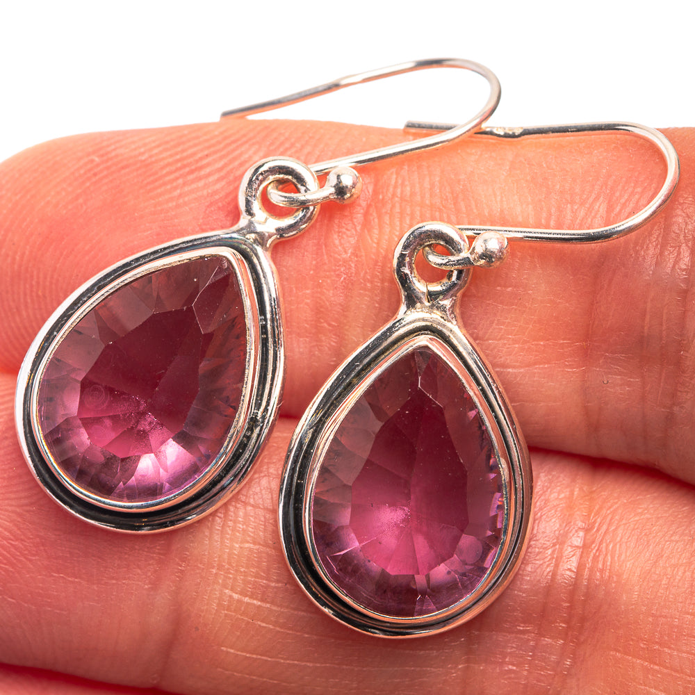 Faceted Alexandrite (Lab.) Earrings 1 3/8" (925 Sterling Silver) E432395