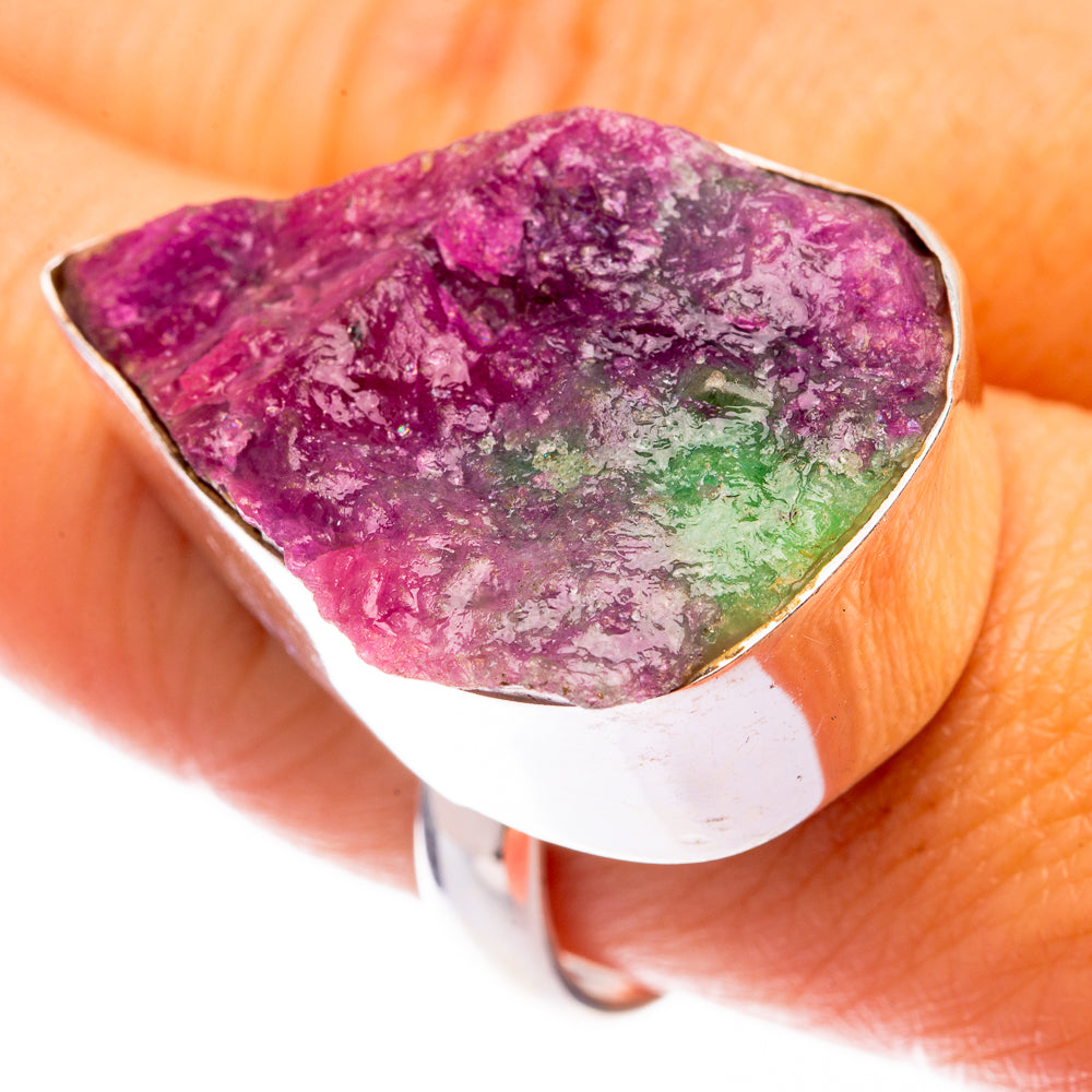 Large Rough Ruby Zoisite Ring Size 9 (925 Sterling Silver) R141073