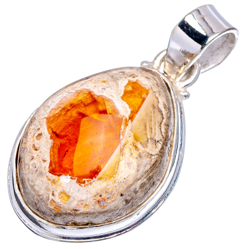 Mexican Fire Opal Pendant 1 3/8" (.925 Sterling Silver)