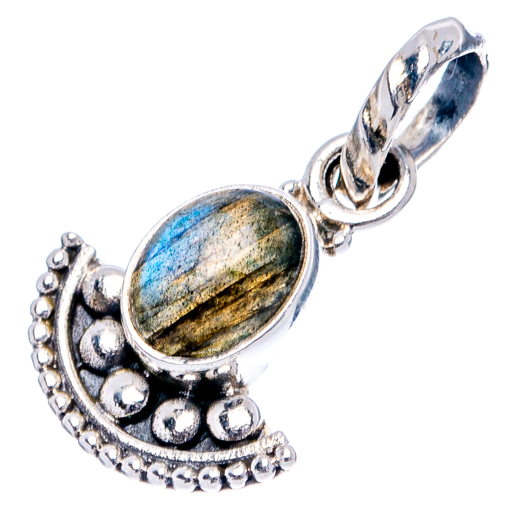Labradorite Dainty Pendant 7/8" (.925 Sterling Silver)