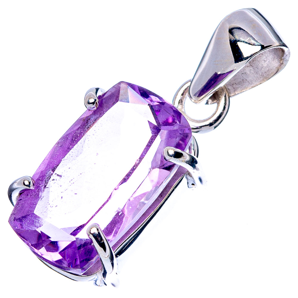 Faceted Amethyst Pendant 1" (925 Sterling Silver) P43011