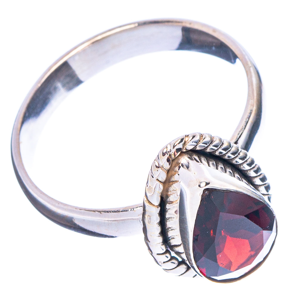 Faceted Garnet Ring Size 7 (.925 Sterling Silver)