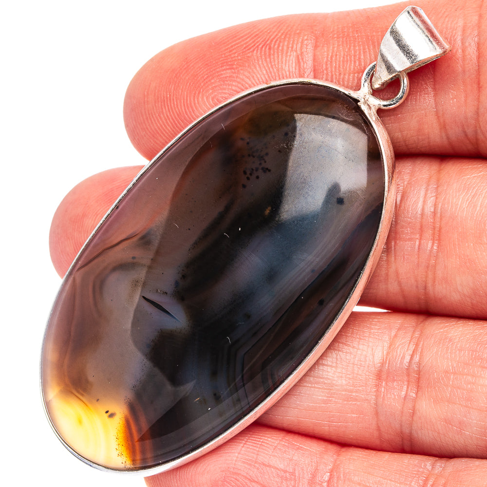 Montana Agate Pendant 2 3/8" (Silver Plated)