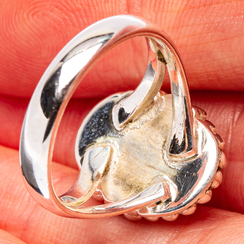 Pink Opal Native Style Ring Size 7.25 (.925 Sterling Silver)