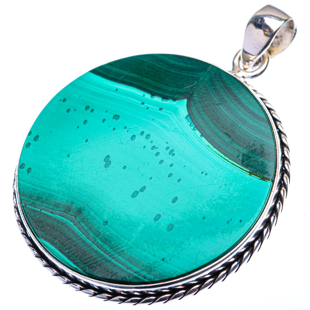 Malachite Coin Pendant 2" (925 Sterling Silver) PD38524