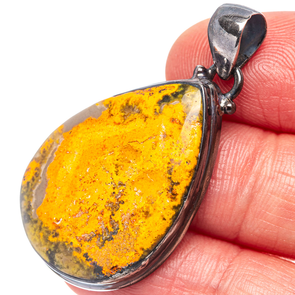 Bumblebee Jasper Pendant 1 5/8" (.925 Sterling Silver)