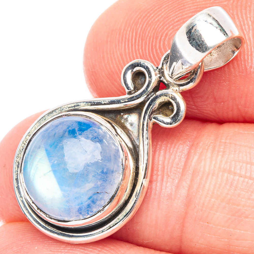Rainbow Moonstone Pendant 1 1/8" (925 Sterling Silver) P44836