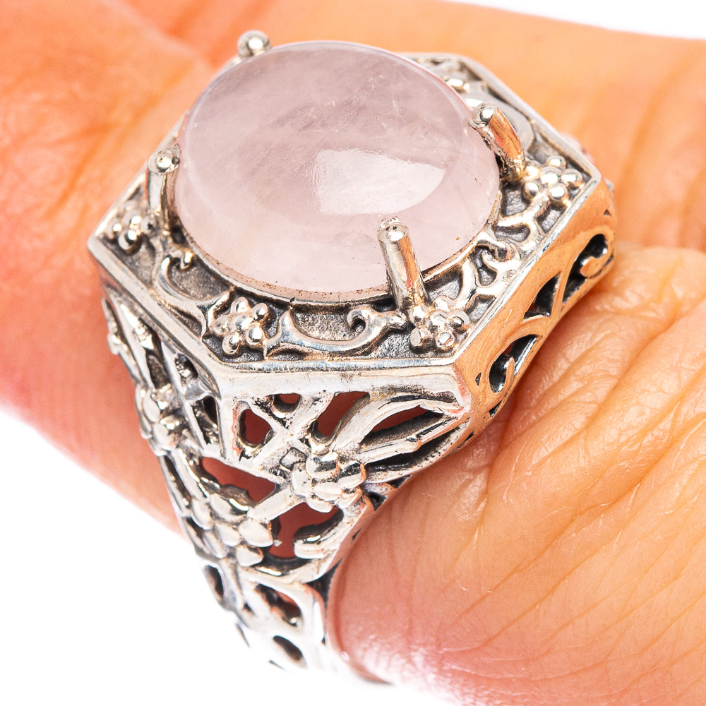 Rose Quartz Filigree Style Ring Size 7 (.925 Sterling Silver)