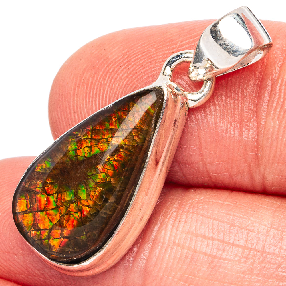 Rare Ammolite Pendant 1 1/4" (925 Sterling Silver) P43466