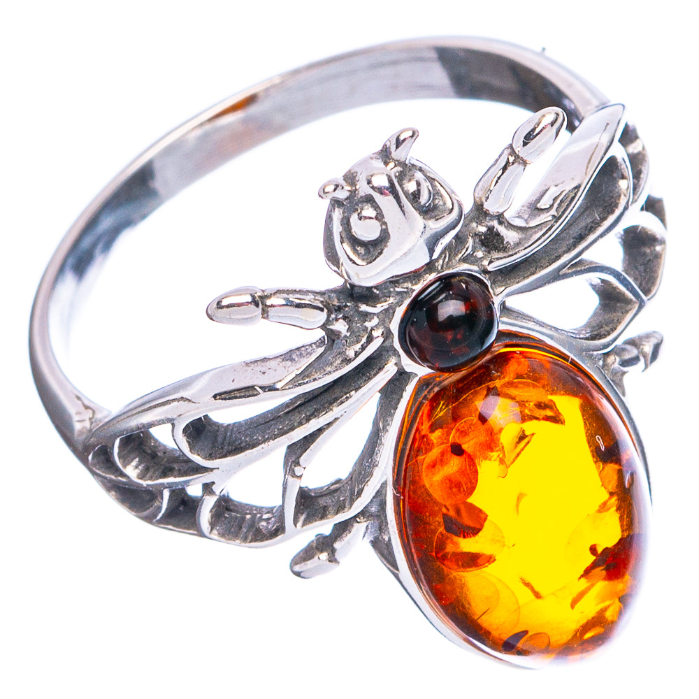 Baltic Amber Honey Bee Ring Size 7.75 (.925 Sterling Silver)