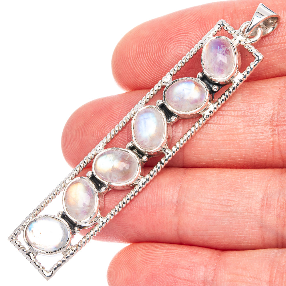 Signature Rainbow Moonstone Pendant 2 5/8" (925 Sterling Silver) P41194