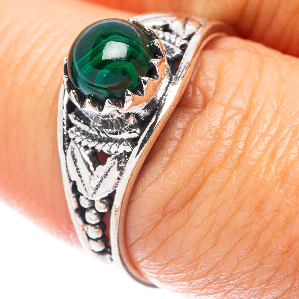 Malachite Dainty Ring Size 7.75 (925 Sterling Silver) R5920