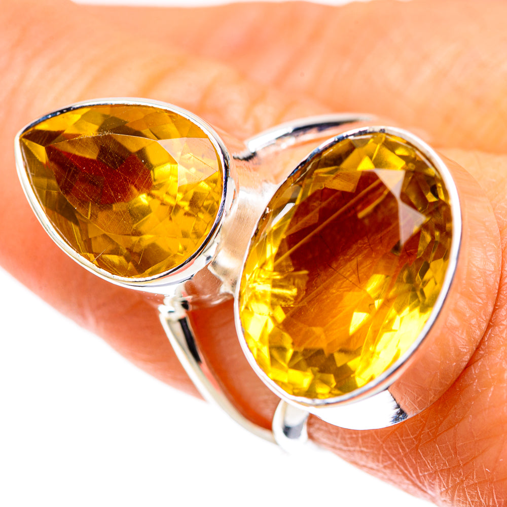 Large Faceted Citrine 925 Sterling Silver Ring Size 7.5 (925 Sterling Silver) RING139629