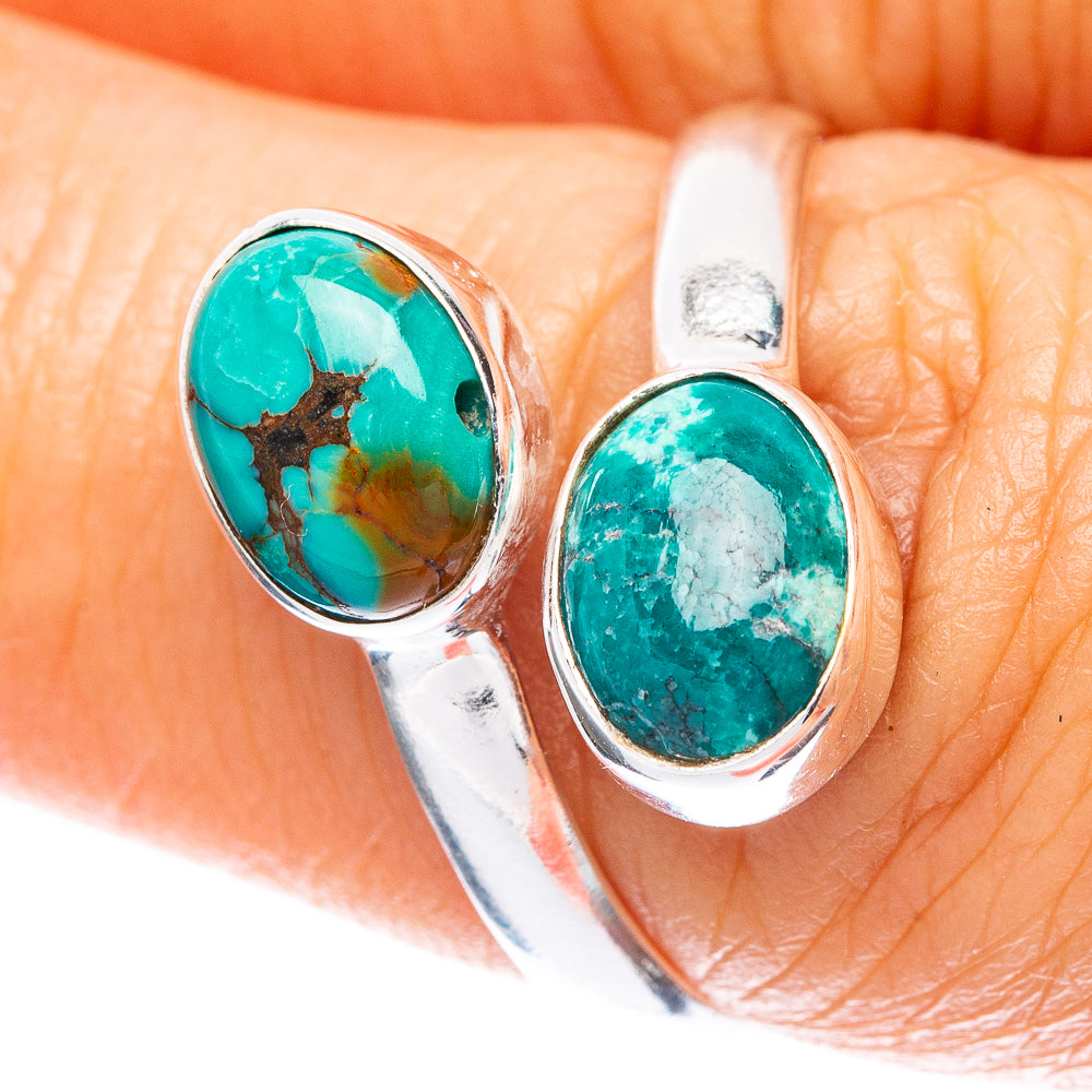 Tibetan Turquoise Dainty Ring Size 7 Adjustable (925 Sterling Silver) R5120