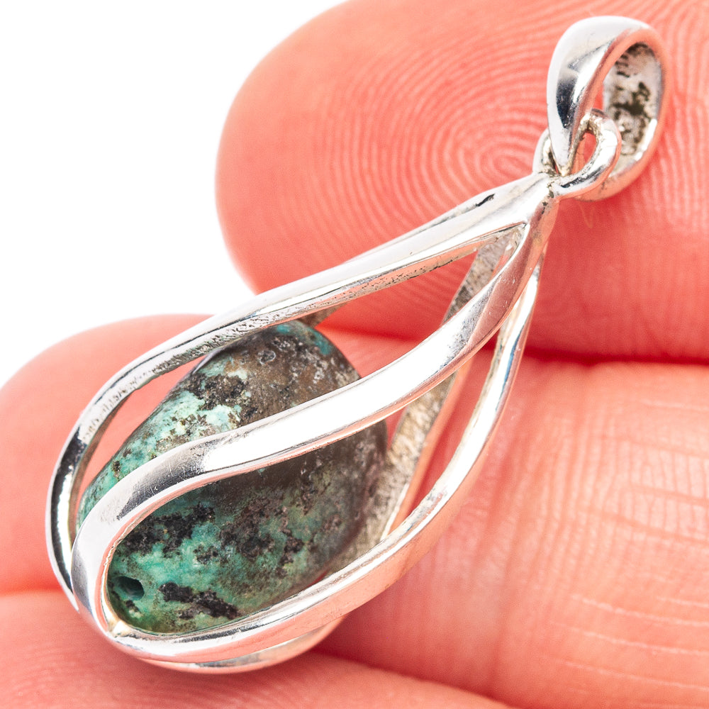 Rare Kingman Turquoise Caged Pendant 1 1/4" (925 Sterling Silver) P44845