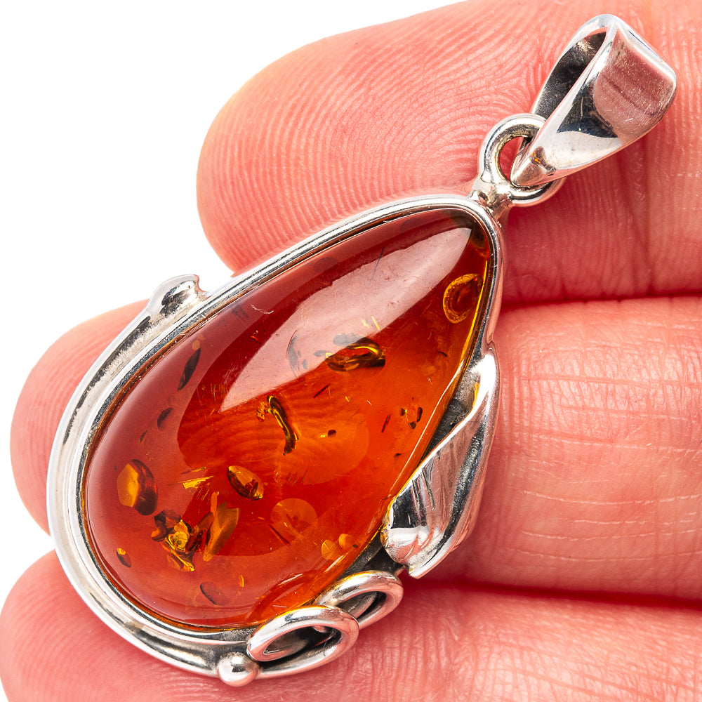Baltic Amber Pendant 1 5/8" (.925 Sterling Silver)
