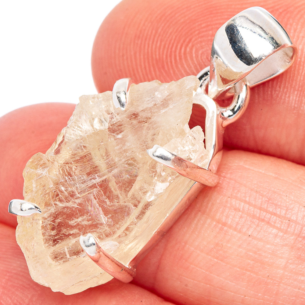 Rare Hiddenite Pendant 1 1/4" (925 Sterling Silver) P41529
