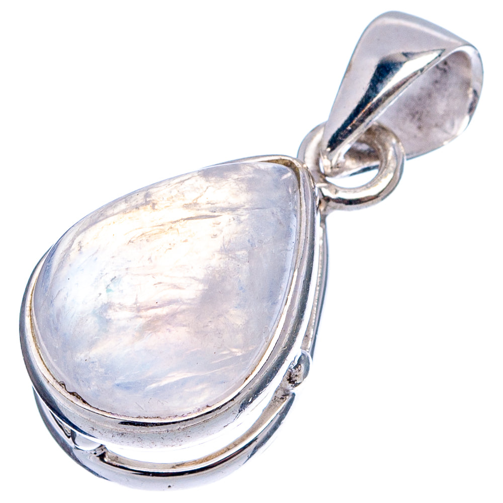 Rainbow Moonstone Dainty Pendant 1" (.925 Sterling Silver)