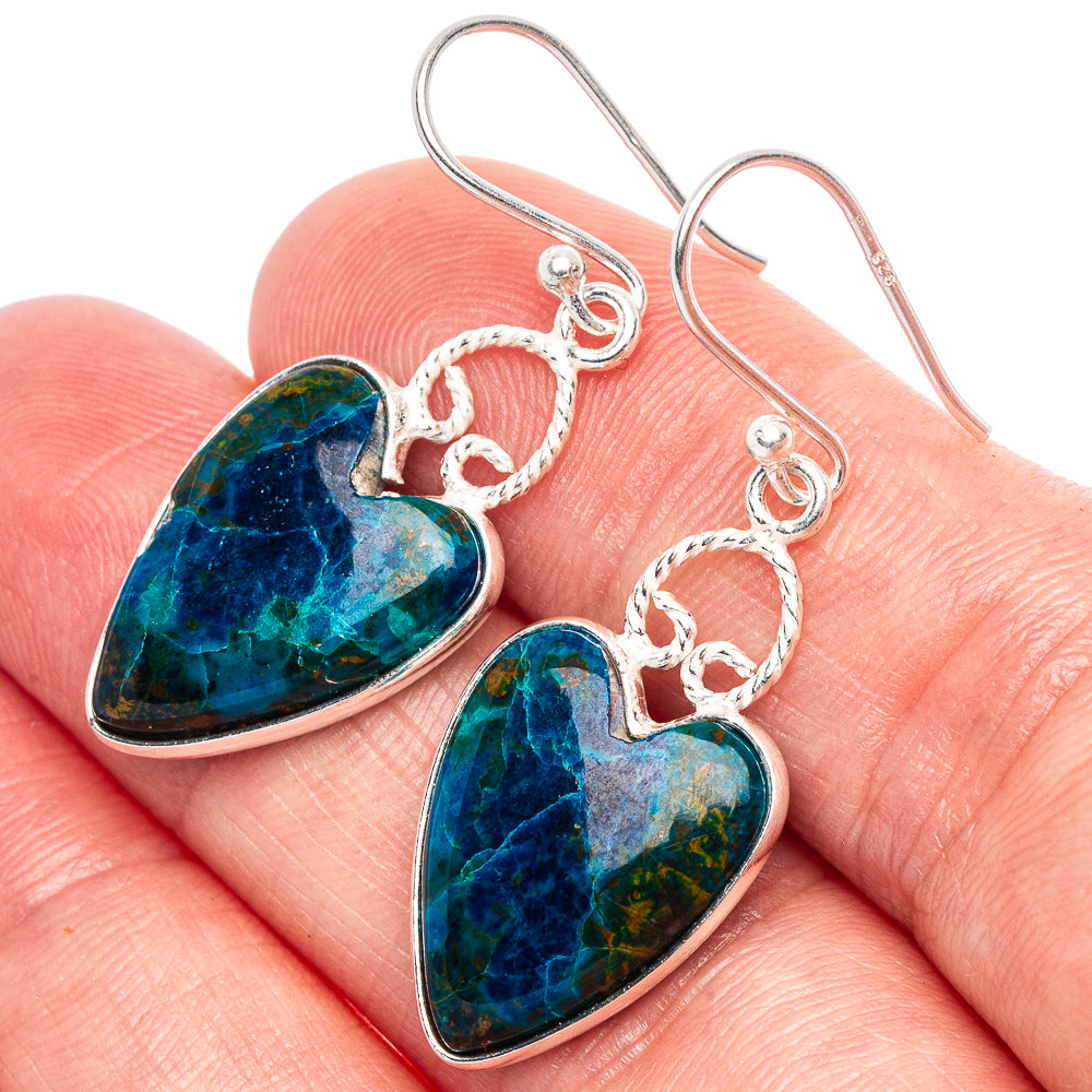 Shattuckite Earrings 1 1/2" (925 Sterling Silver) E1843