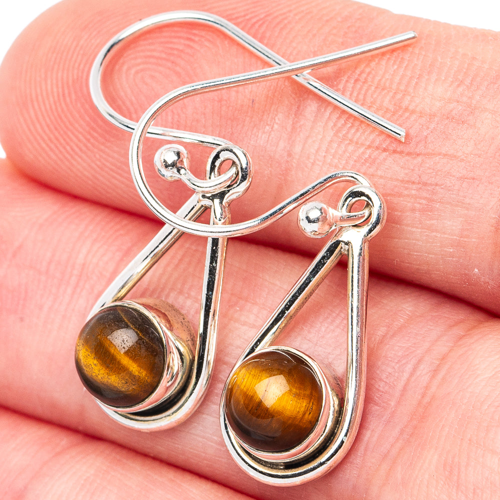 Tiger Eye Earrings 1 1/4" (925 Sterling Silver) E3075