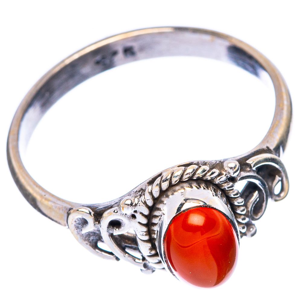 Red Onyx Dainty Ring Size 7.75 (925 Sterling Silver) R5827