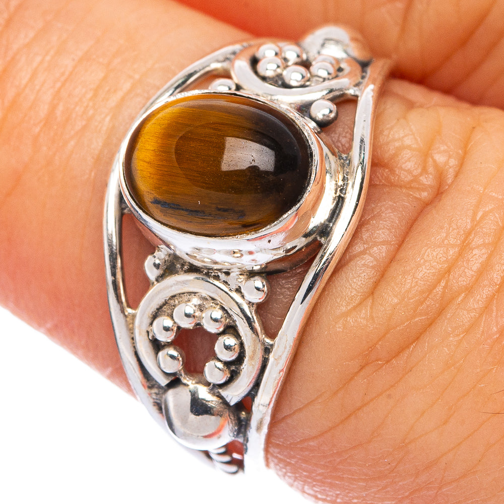 Tiger Eye Dainty Ring Size 7.25 (925 Sterling Silver) R145648