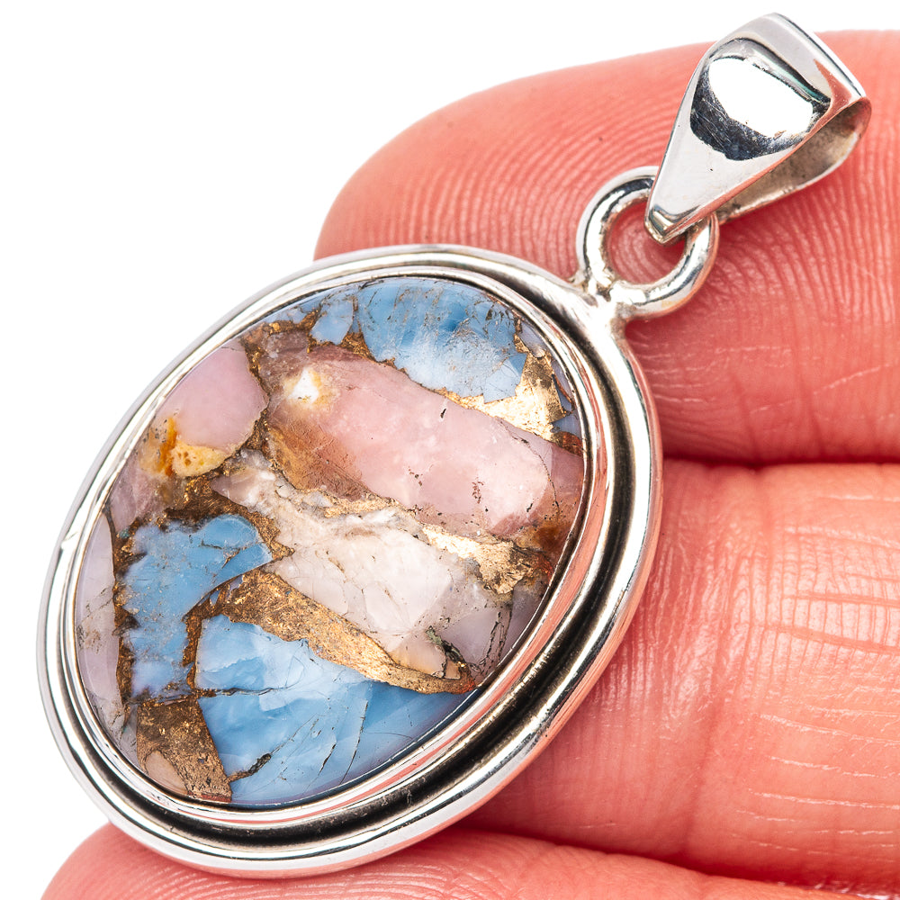 Pink Opal In Kyanite Pendant 1 1/2" (925 Sterling Silver) P42437