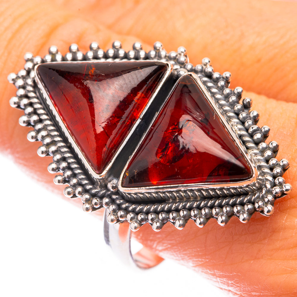 Large Baltic Amber Ring Size 11 (925 Sterling Silver) R141651