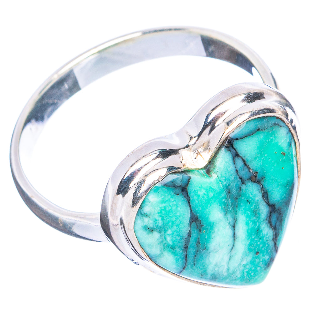 Rare Black Bridge Variscite Heart Ring Size 11 (.925 Sterling Silver)