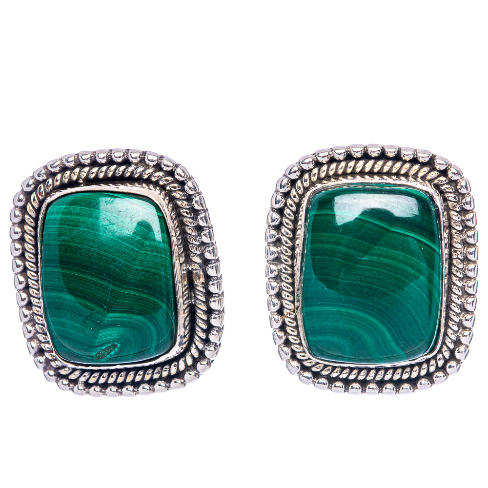 Malachite Earrings 3/4" (925 Sterling Silver) E1506