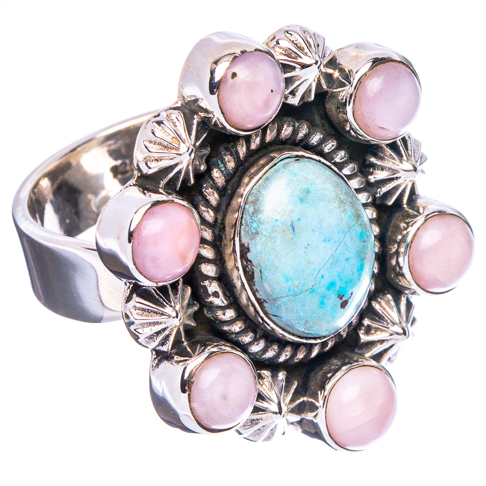 Golden Hills Turquoise Native Style, Pink Opal Ring Size 6 Adjustable (.925 Sterling Silver) Exclusive