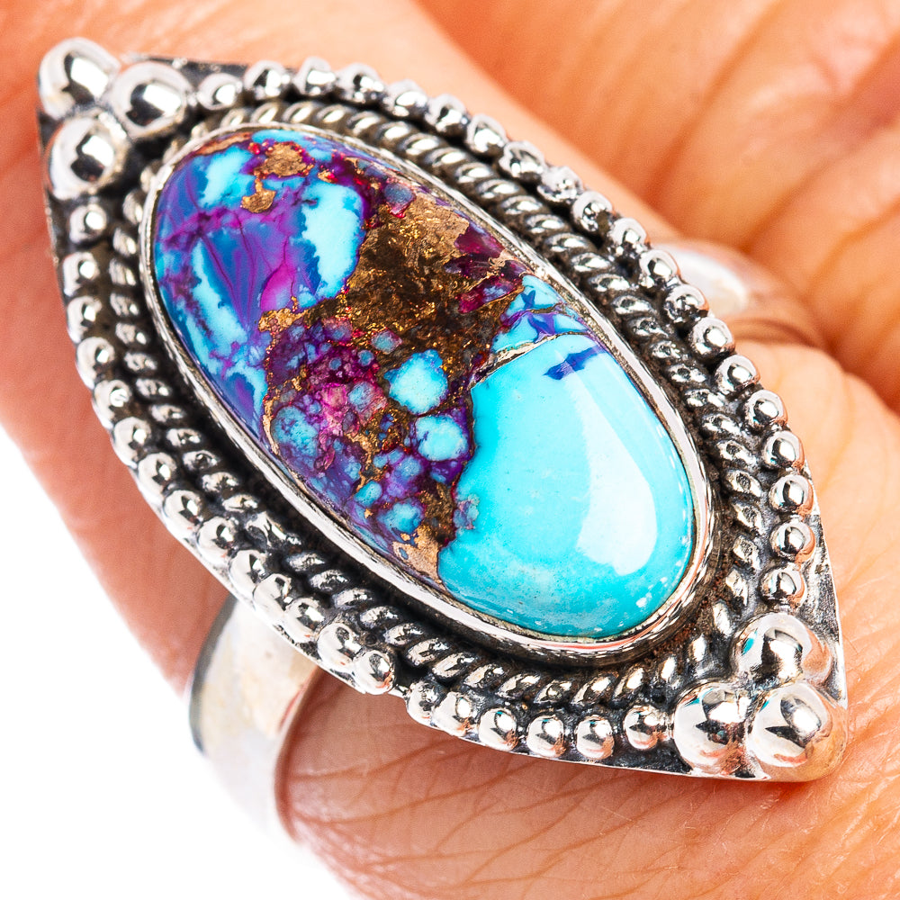 Purple Copper Turquoise Ring Size 7.75 (.925 Sterling Silver)